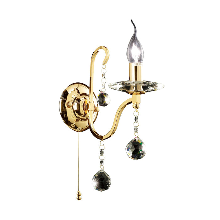 Diyas Bianco Wall Lamp Switched 1 Light E14 French Gold/Crystal • IL30211