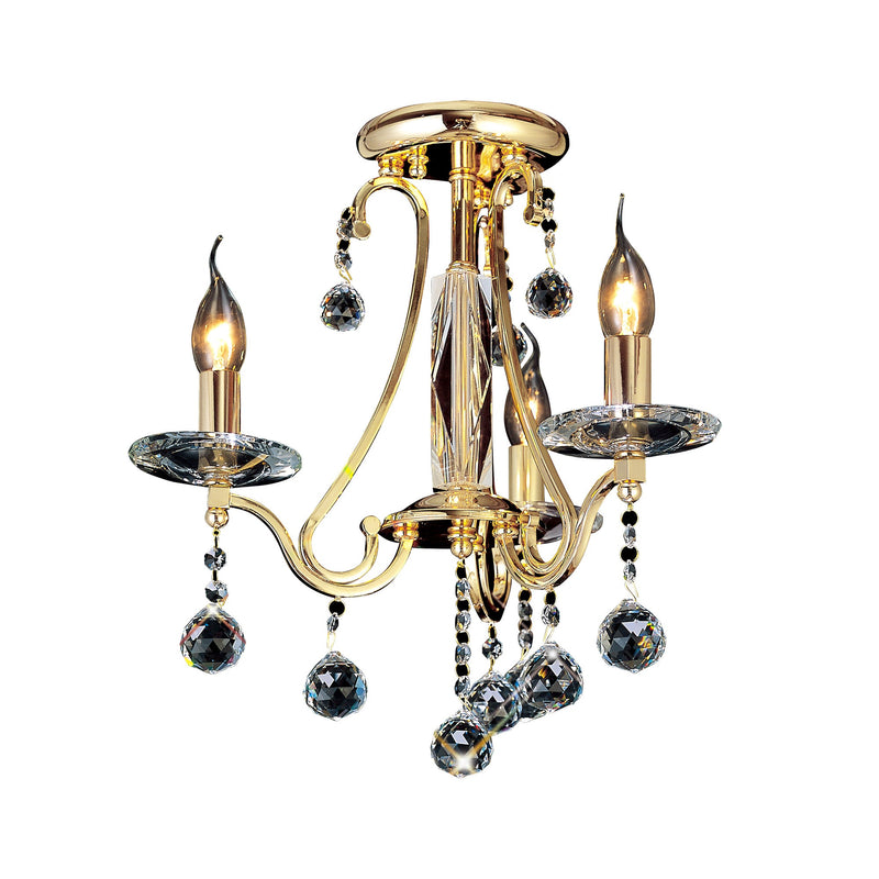 Diyas Bianco Ceiling 3 Light E14 French Gold/Crystal • IL30213