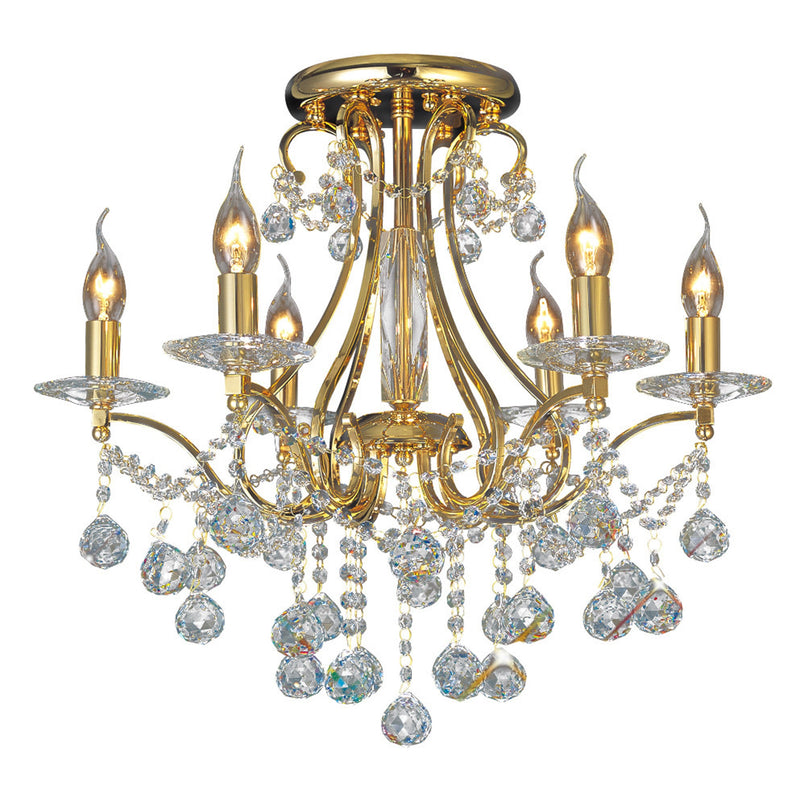 Diyas Bianco Ceiling 6 Light E14 French Gold/Crystal • IL30216/BI