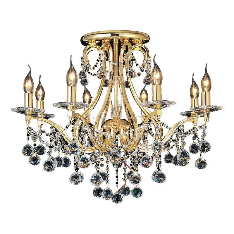 Diyas Bianco Ceiling 8 Light E14 French Gold/Crystal • IL30218