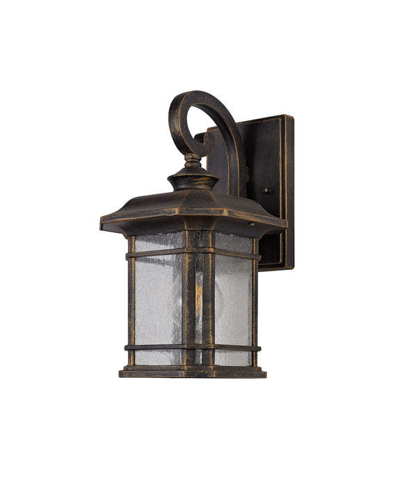 Regal Lighting SL-1841 1 Light Small Outdoor Wall Light Brushed Black Gold With A Seeded Glass IP54