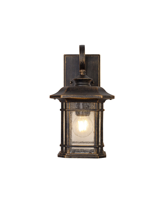 Regal Lighting SL-1841 1 Light Small Outdoor Wall Light Brushed Black Gold With A Seeded Glass IP54