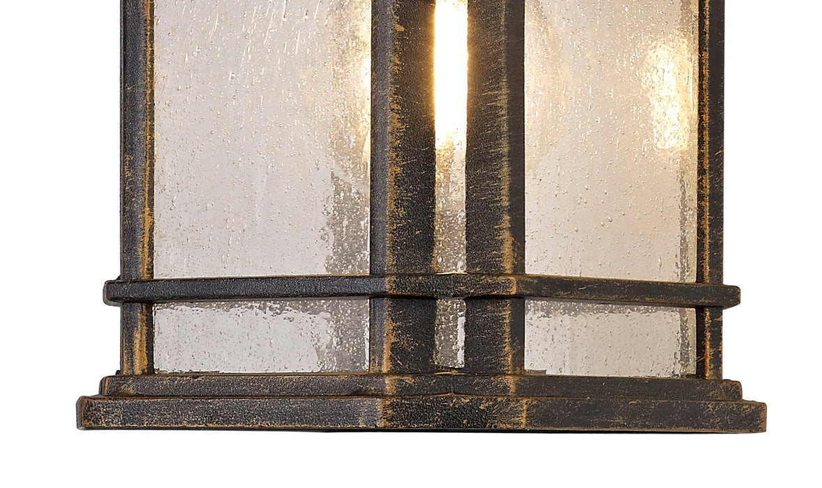 Regal Lighting SL-1841 1 Light Small Outdoor Wall Light Brushed Black Gold With A Seeded Glass IP54