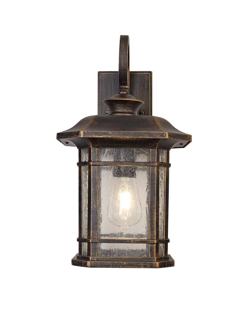 Regal Lighting SL-1840 1 Light Large Outdoor Wall Light Brushed Black Gold With A Seeded Glass IP54