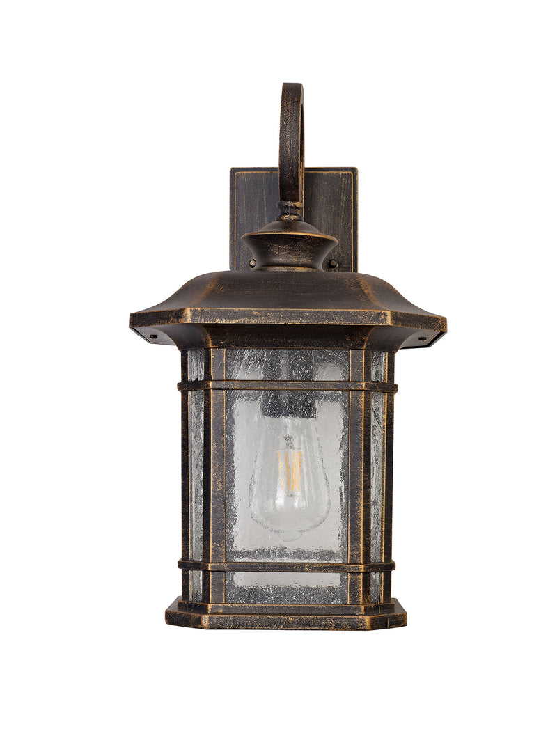 Regal Lighting SL-1840 1 Light Large Outdoor Wall Light Brushed Black Gold With A Seeded Glass IP54