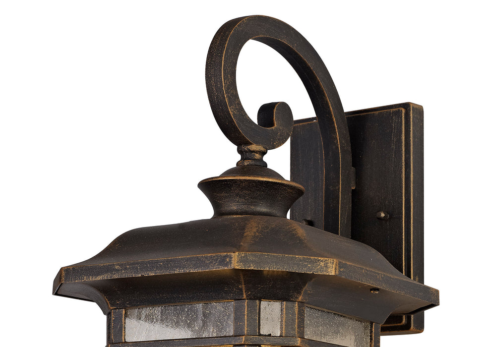 Regal Lighting SL-1840 1 Light Large Outdoor Wall Light Brushed Black Gold With A Seeded Glass IP54