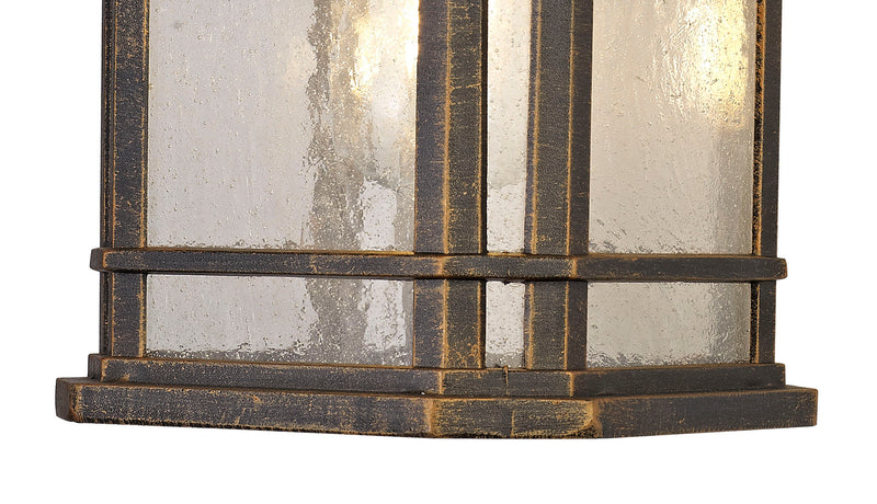 Regal Lighting SL-1840 1 Light Large Outdoor Wall Light Brushed Black Gold With A Seeded Glass IP54