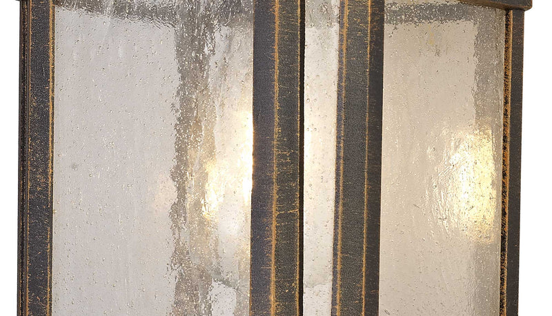 Regal Lighting SL-1840 1 Light Large Outdoor Wall Light Brushed Black Gold With A Seeded Glass IP54