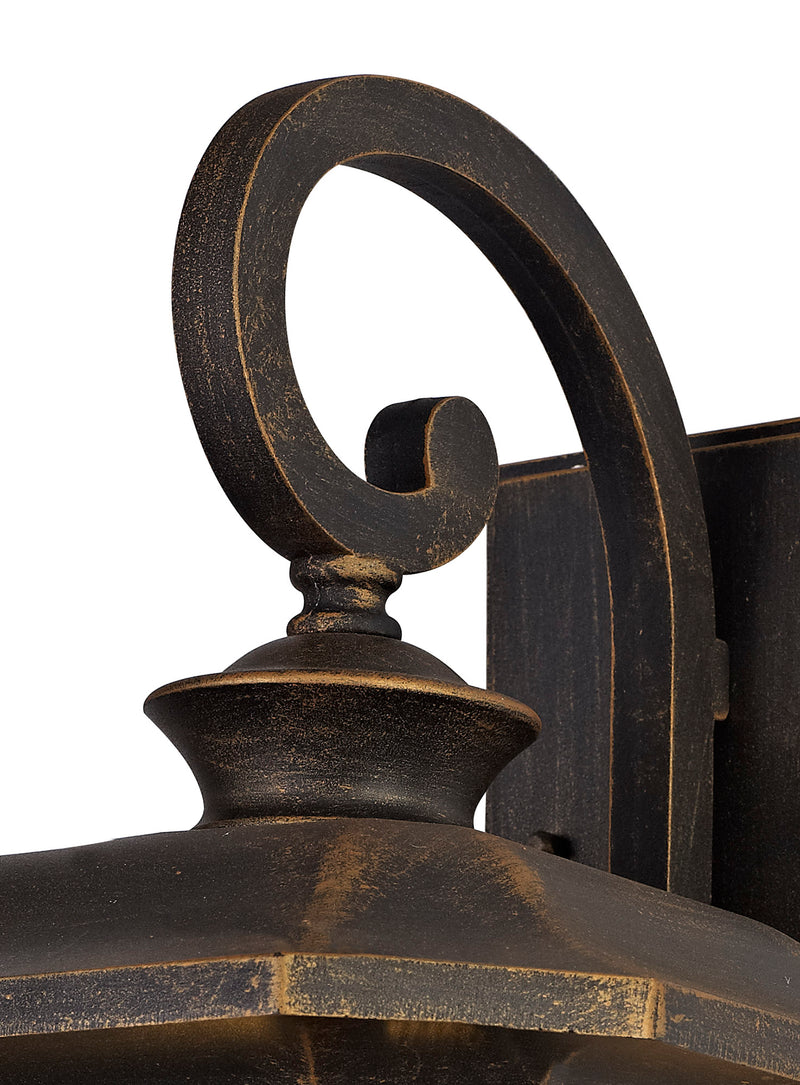 Regal Lighting SL-1840 1 Light Large Outdoor Wall Light Brushed Black Gold With A Seeded Glass IP54