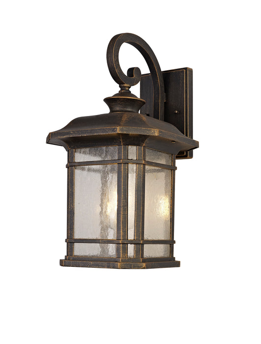 Regal Lighting SL-1840 1 Light Large Outdoor Wall Light Brushed Black Gold With A Seeded Glass IP54