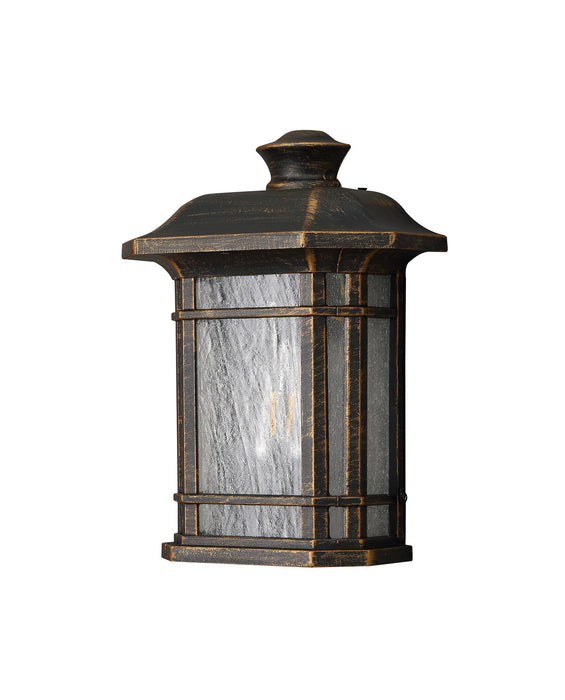 Regal Lighting SL-1839 1 Light Half Outdoor Wall Light Brushed Black Gold With A Seeded Glass IP54