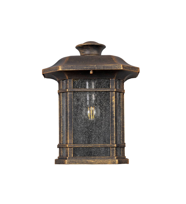 Regal Lighting SL-1839 1 Light Half Outdoor Wall Light Brushed Black Gold With A Seeded Glass IP54