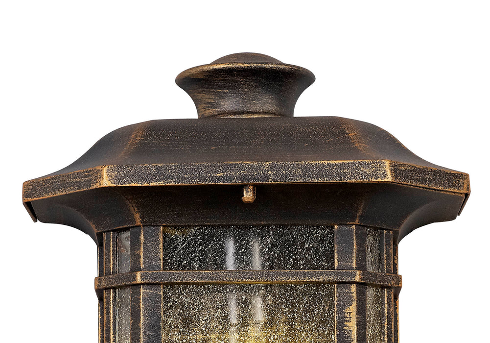 Regal Lighting SL-1839 1 Light Half Outdoor Wall Light Brushed Black Gold With A Seeded Glass IP54