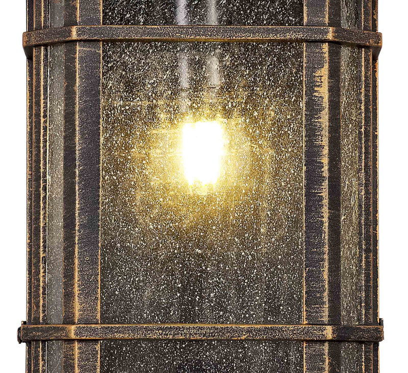Regal Lighting SL-1839 1 Light Half Outdoor Wall Light Brushed Black Gold With A Seeded Glass IP54