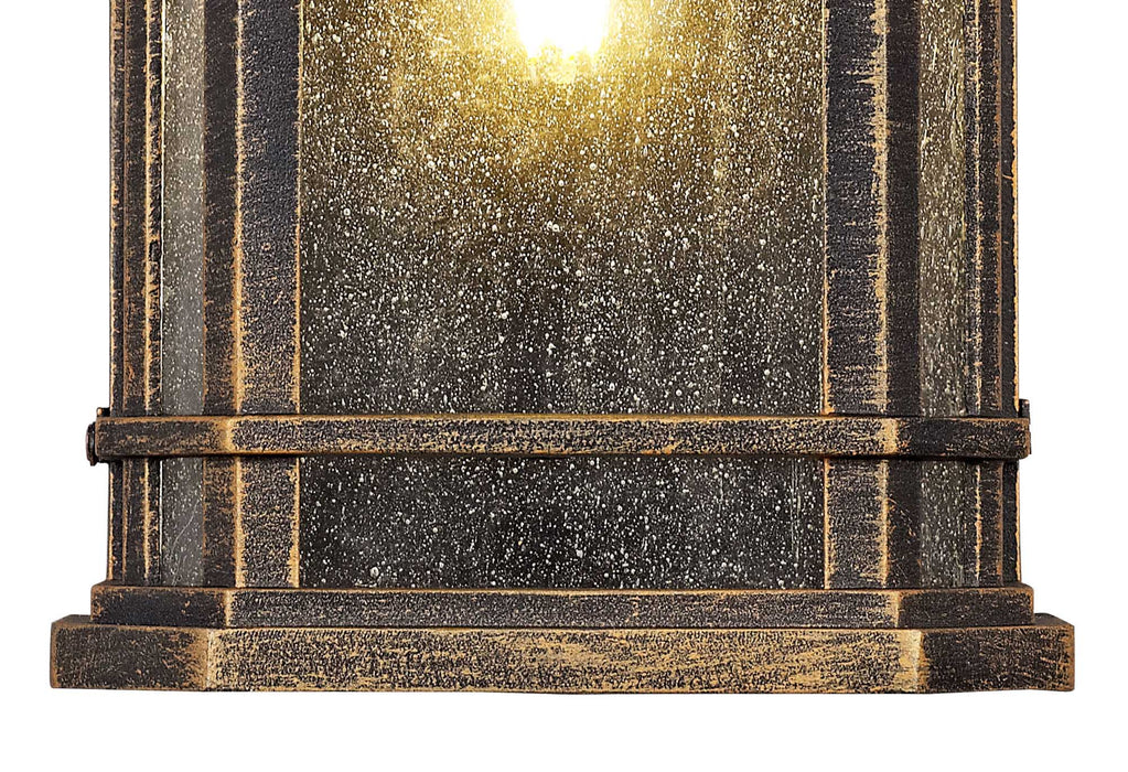 Regal Lighting SL-1839 1 Light Half Outdoor Wall Light Brushed Black Gold With A Seeded Glass IP54