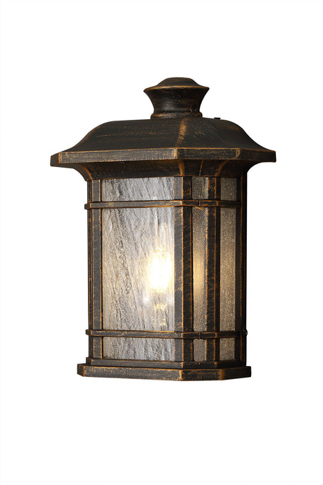 Regal Lighting SL-1839 1 Light Half Outdoor Wall Light Brushed Black Gold With A Seeded Glass IP54