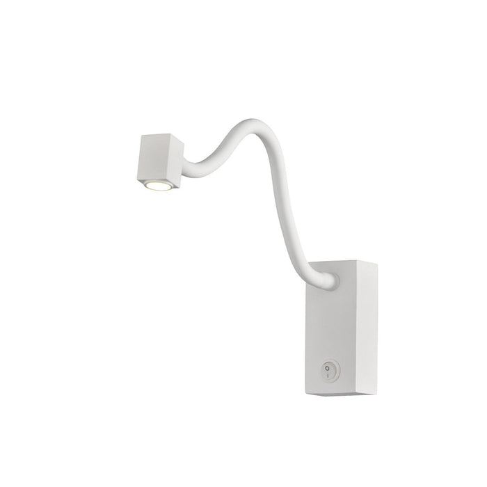 Mantra M6048 Boavista Wall Lamp / Reader 1L 3W LED Square Head Spot, 3000K, 135lm, Round Base Matt White, 3yrs Warranty • M6048