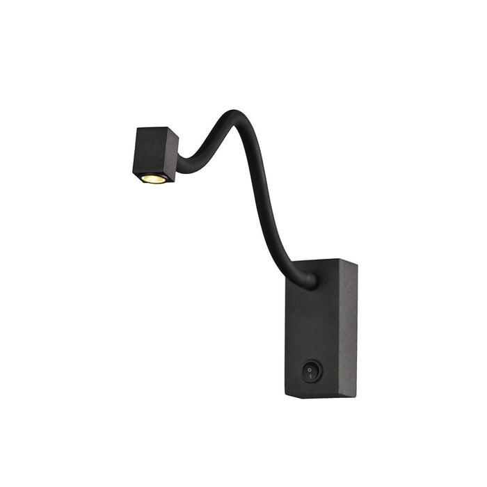 Mantra M6049 Boavista Wall Lamp / Reader 1L 3W LED Square Head Spot, 3000K, 135lm, Round Base Matt Black, 3yrs Warranty • M6049