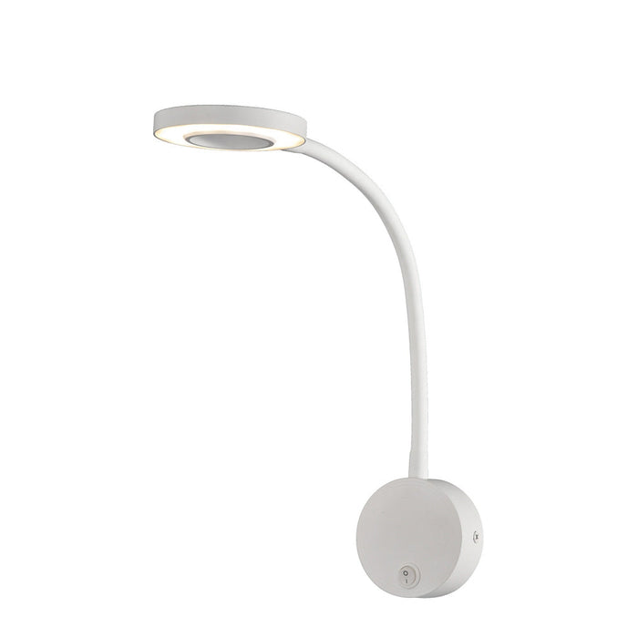 Mantra M6050 Boavista Wall Lamp / Reader 1L 5W LED Ring Head, 3000K, 261lm, Round Base Matt White, 3yrs Warranty • M6050