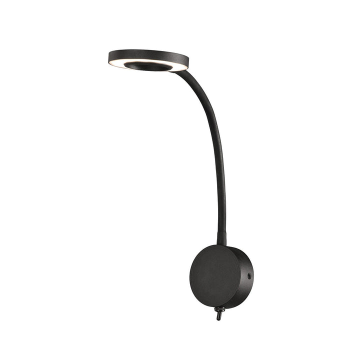 Mantra M6051 Boavista Wall Lamp / Reader 1L 5W LED Ring Head, 3000K, 261lm, Round Base Matt Black, 3yrs Warranty • M6051