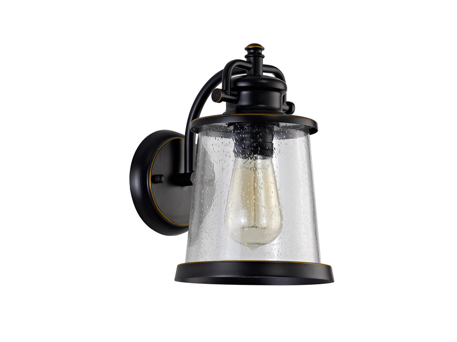 Regal Lighting SL-2101 1 Light Outdoor Wall Light Black And Gold with Seed Glass IP54