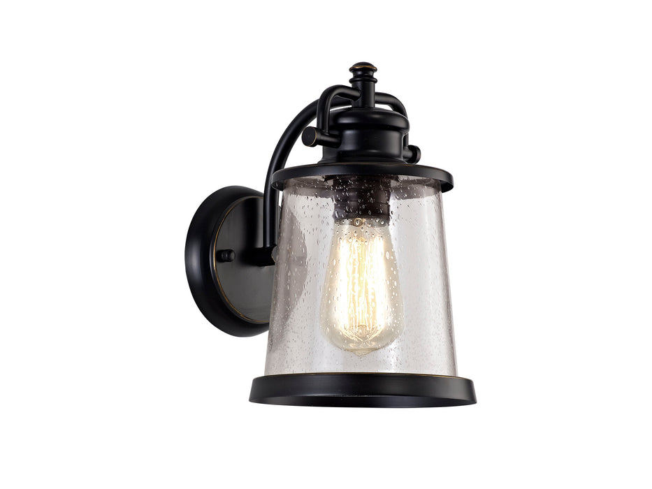 Regal Lighting SL-2101 1 Light Outdoor Wall Light Black And Gold with Seed Glass IP54