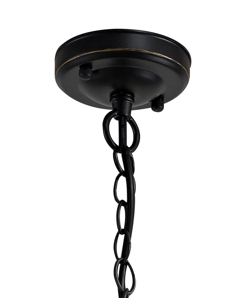 Regal Lighting SL-2100 1 Light Outdoor Ceiling Pendant Black And Gold With Clear Seeded Glass IP54
