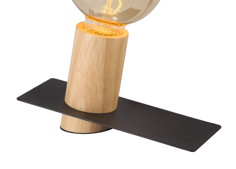 Deco Bret Table Lamp, 1 Light E27, Black/Wood, (Lamps Not Included) • D0562