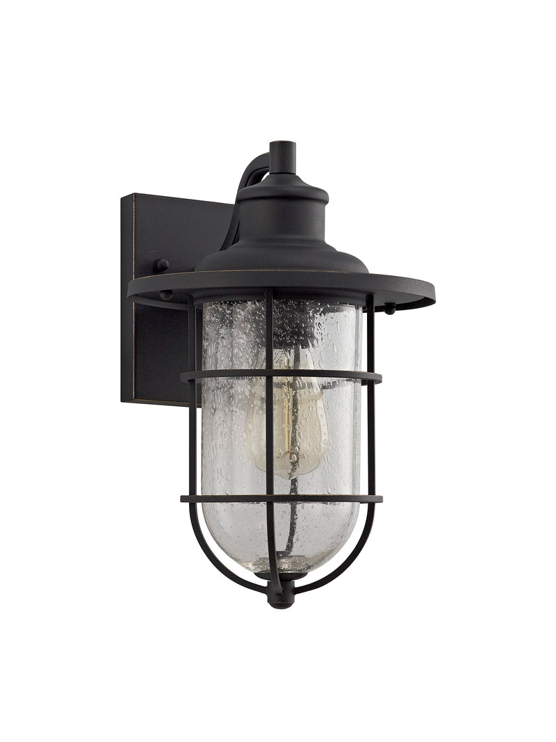 Regal Lighting SL-2102 1 Light Outdoor Wall Light Black And Gold with Seed Glass IP54