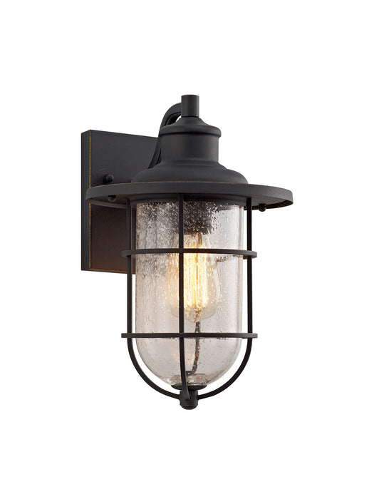 Regal Lighting SL-2102 1 Light Outdoor Wall Light Black And Gold with Seed Glass IP54