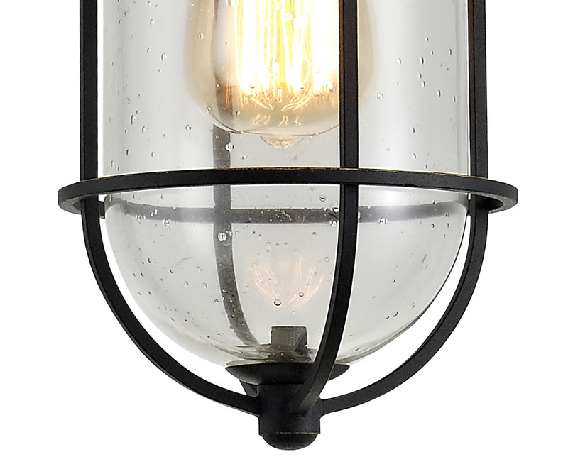 Regal Lighting SL-1988 1 Light Outdoor Ceiling Pendant Black And Gold With Seeded Glass IP54