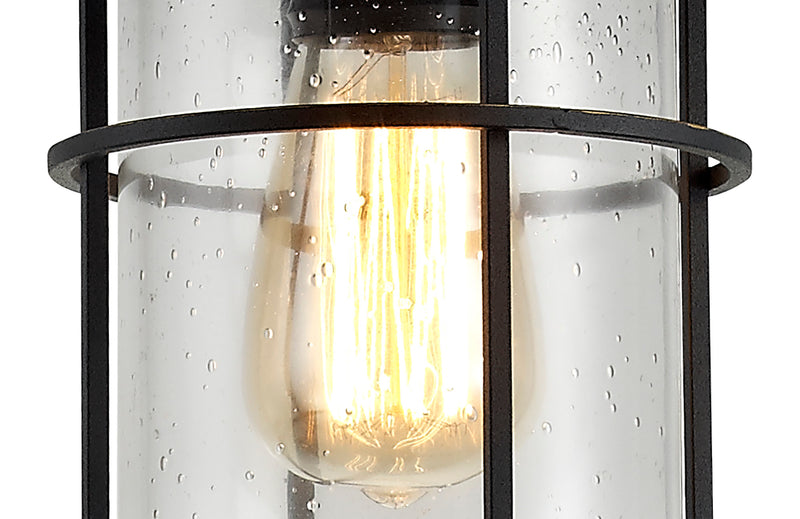 Regal Lighting SL-1988 1 Light Outdoor Ceiling Pendant Black And Gold With Seeded Glass IP54