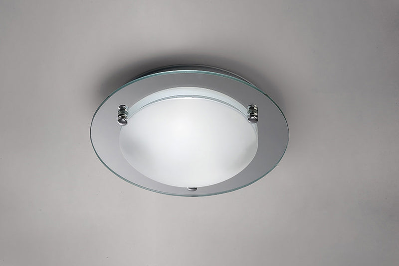 Deco Brooklyn Ceiling 300mm Round 2 Light E27 Polished Chrome • D0014