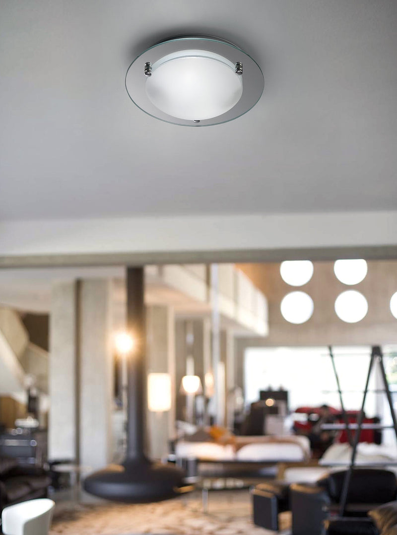 Deco Brooklyn Ceiling, 450mm Round, 3 Light E27 Polished Chrome • D0053