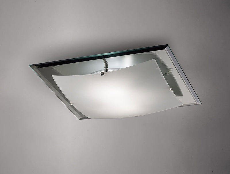 Deco Brooklyn Ceiling, 420mm Square, 3 Light E27 Frosted/Smoked Mirror • D0016