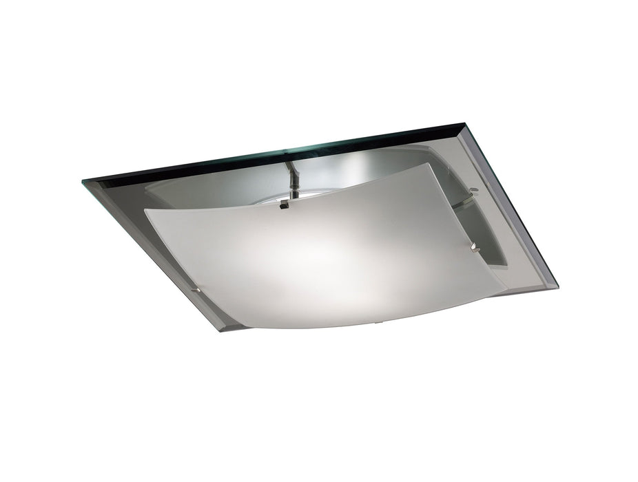 Deco Brooklyn Ceiling, 420mm Square, 3 Light E27 Frosted/Smoked Mirror • D0016