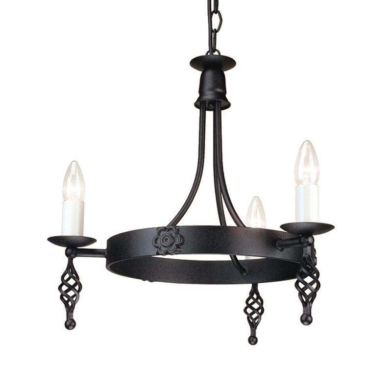 Elstead Lighting BY3 BLK Belfry 3 Light Chandelier Black Finish