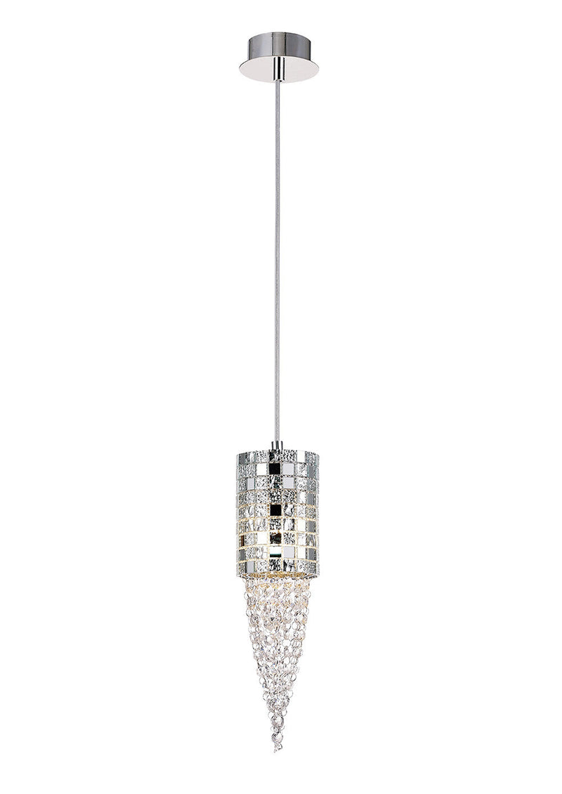 Diyas  Camden Single Pendant 1 Light G9 Polished Chrome/Mosaic Glass/Crystal • IL31622