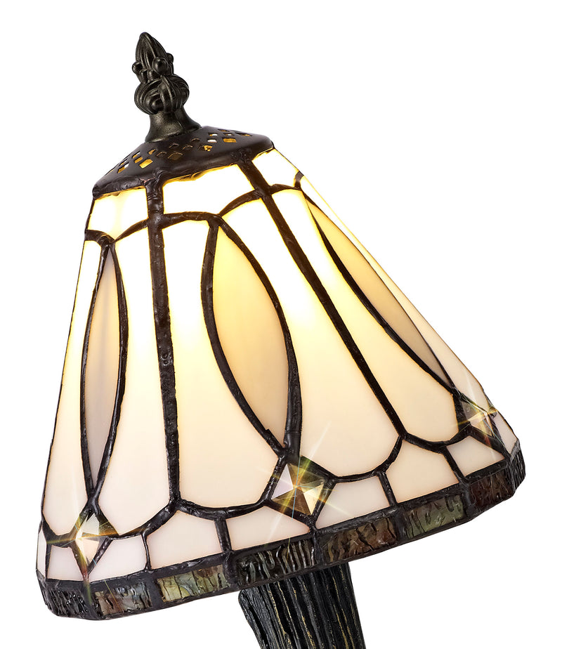 Regal Lighting SL-2080 1 Light Tiffany Table Lamp 15cm White and Grey With Clear Crystal Shade