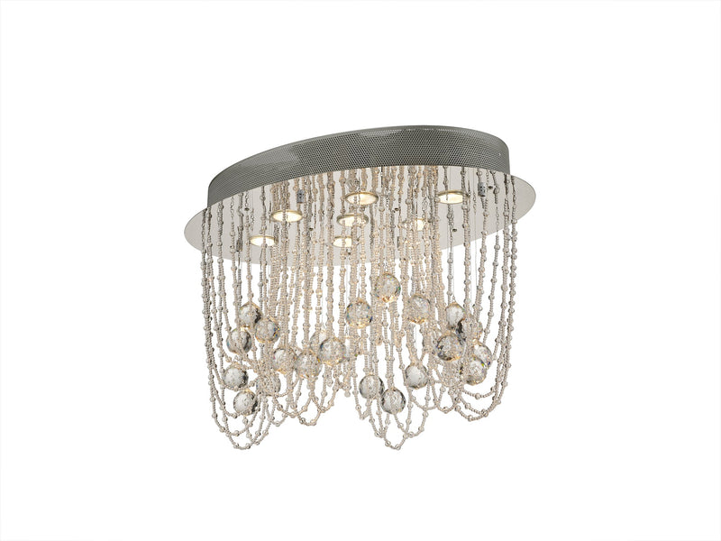 Diyas Camilla Ceiling Oval 7 Light GU10 Polished Chrome/Crystal • IL31391