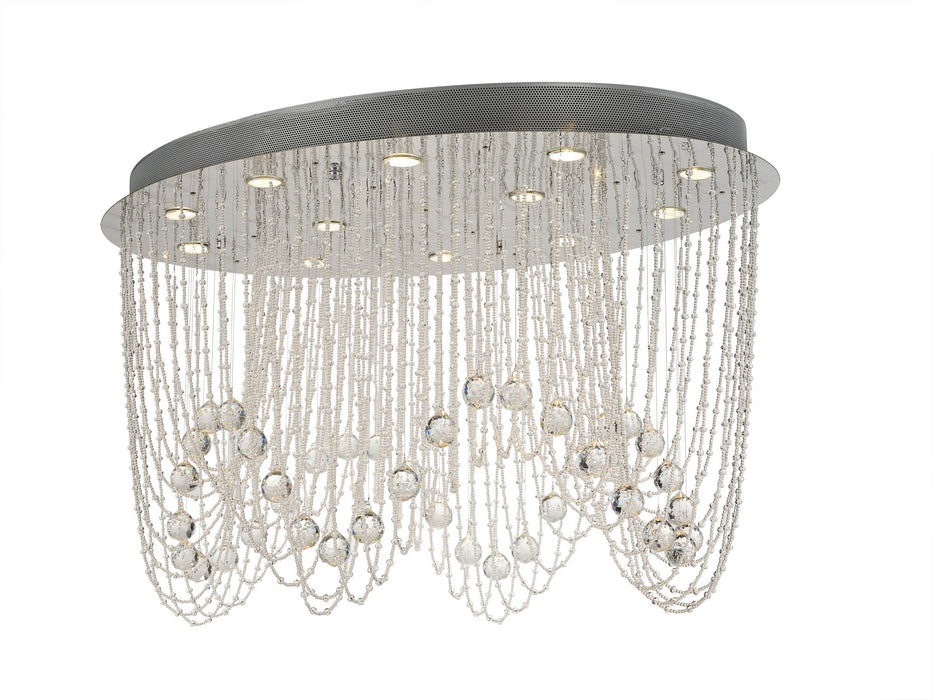 Diyas Camilla Ceiling Oval 12 Light GU10 Polished Chrome/Crystal Item Weight: 17.5kg • IL31393