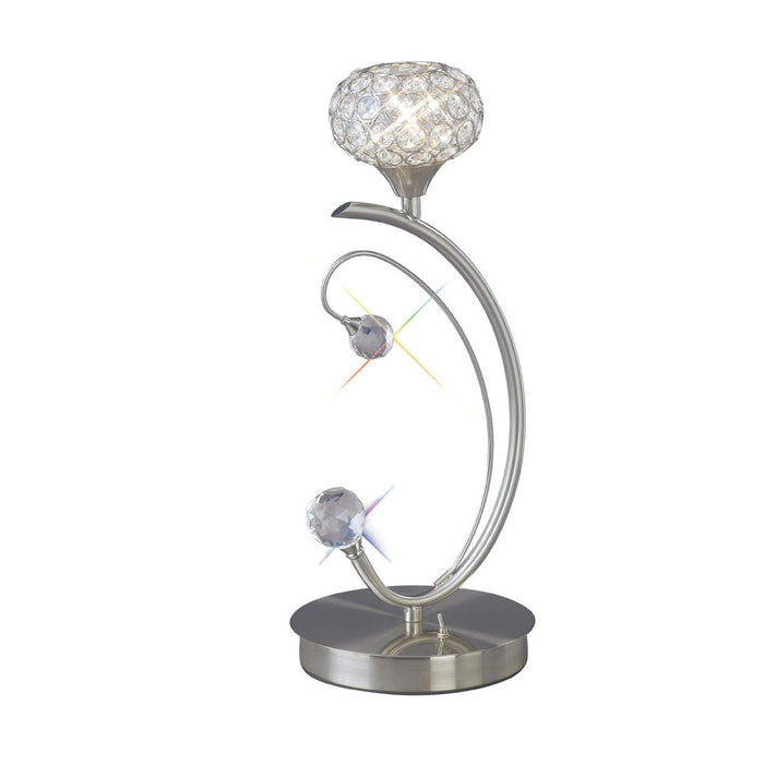 Diyas Cara Table Lamp 1 Light G9 Satin Nickel/Crystal • IL30939