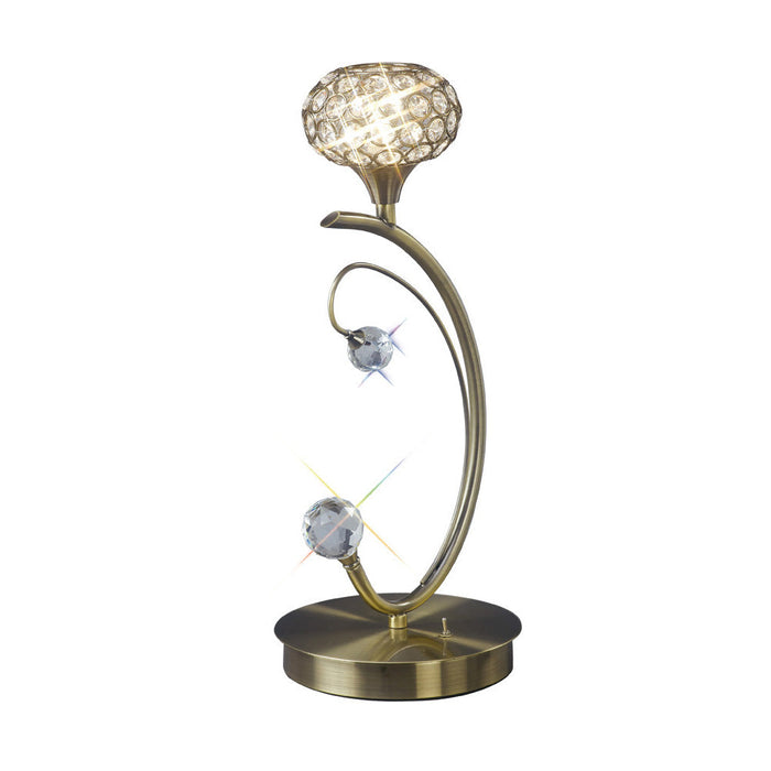 Diyas Cara Table Lamp 1 Light G9 Antique Brass/Crystal • IL30949