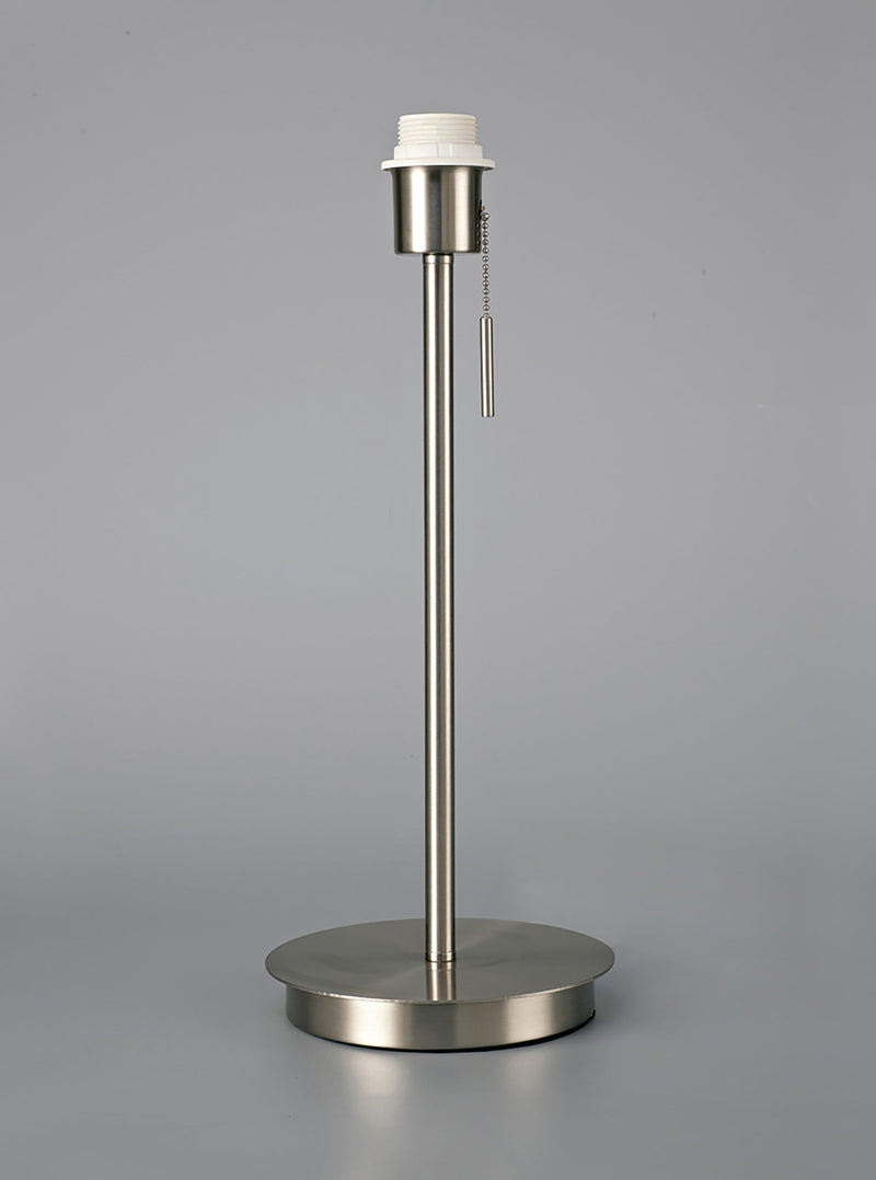 Deco Carlton Round Flat Base Large Table Lamp Without Shade, Switched Lampholder, 1 Light E27 Satin Nickel • D0374