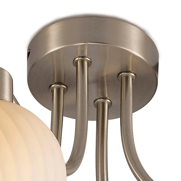 Deco Carmen Ceiling 4 Light E14 Satin Nickel/Round Swirl Pattern Frosted Glass • D0067