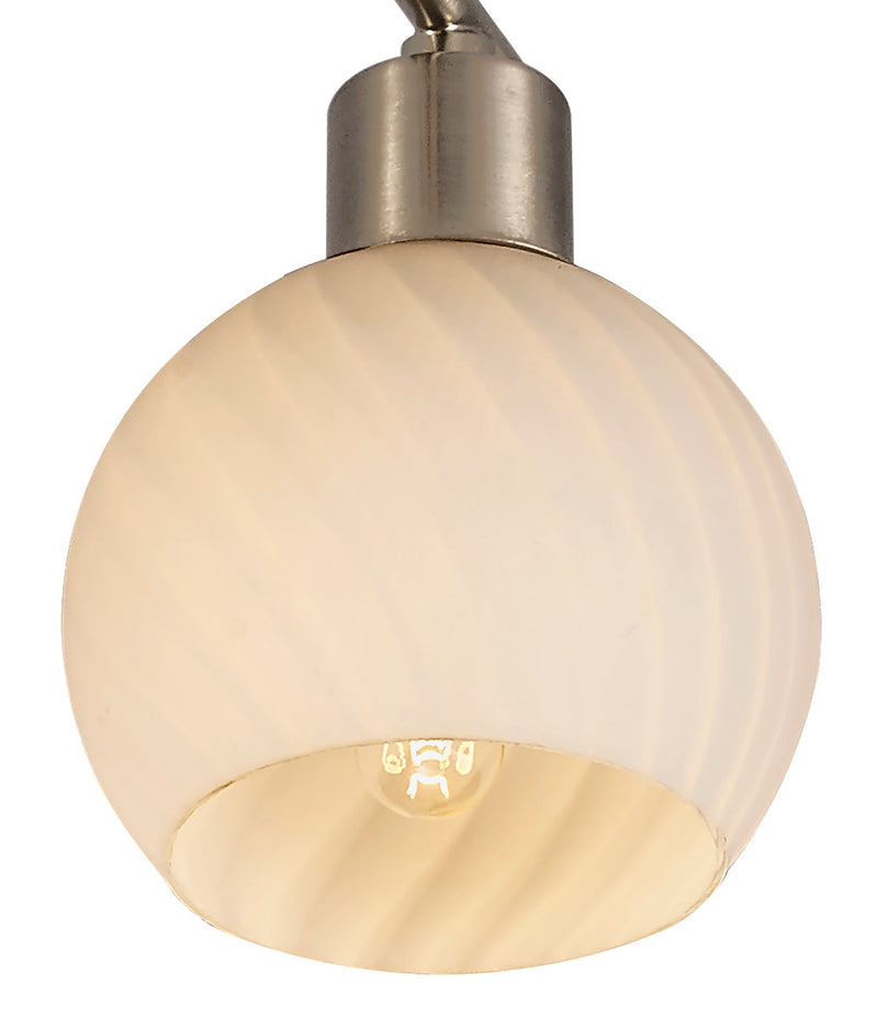 Deco Carmen Ceiling 4 Light E14 Satin Nickel/Round Swirl Pattern Frosted Glass • D0067