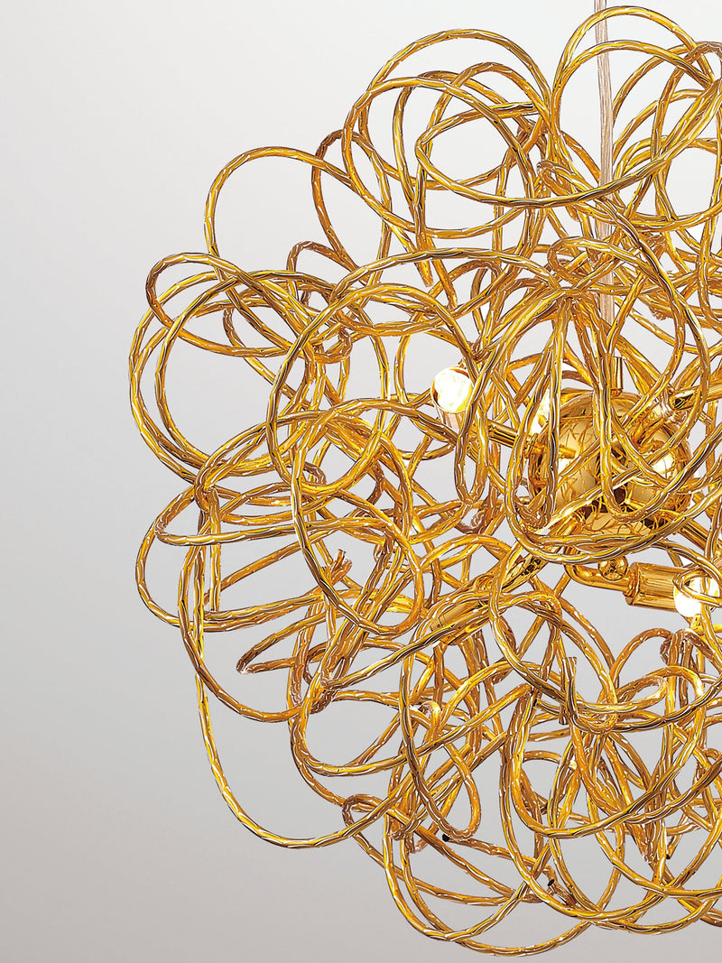 Deco Cassidy Pendant Round Interwinding Aluminium 6 Light G9 Gold • D0091