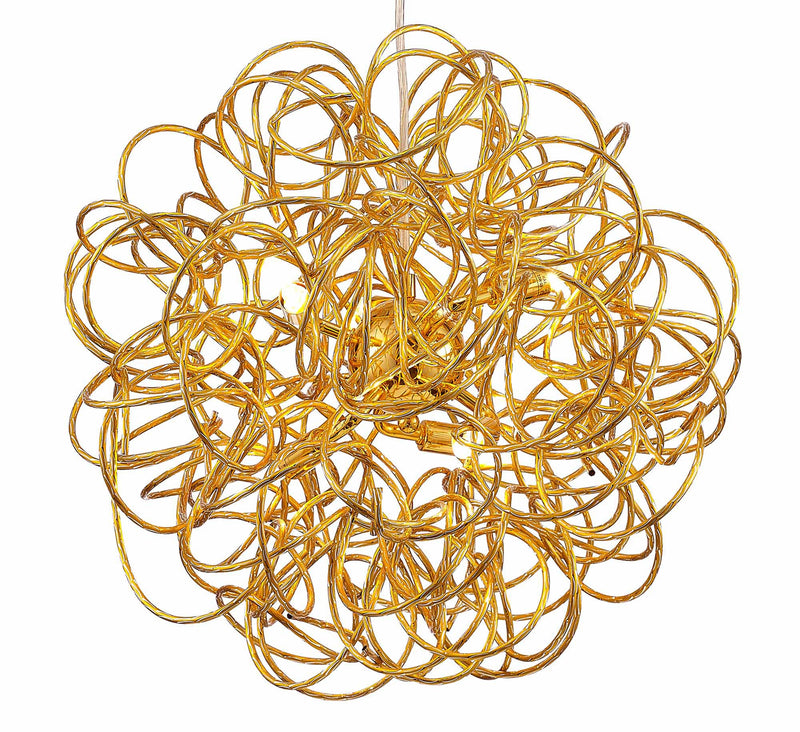 Deco Cassidy Pendant Round Interwinding Aluminium 6 Light G9 Gold • D0091