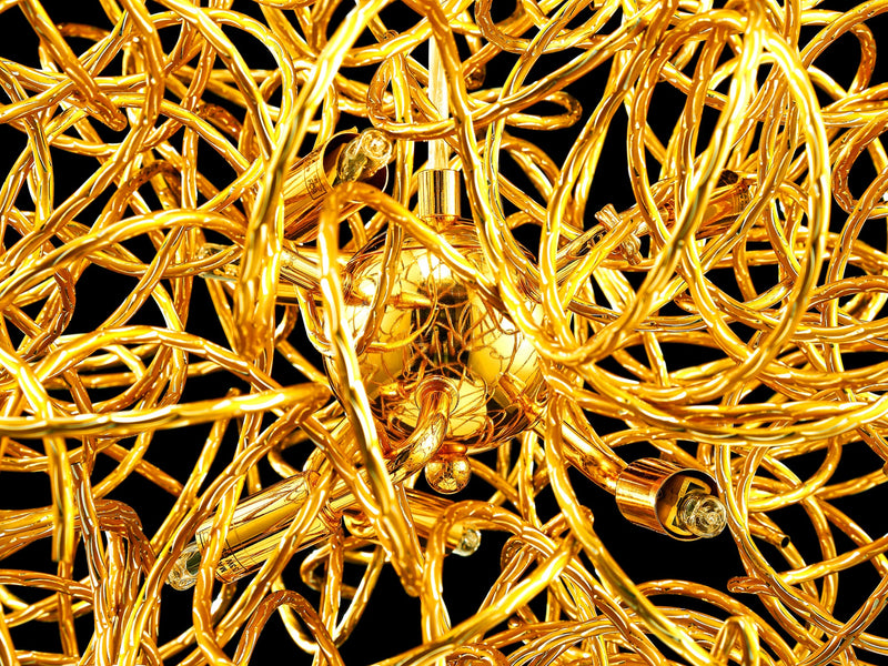 Deco Cassidy Pendant Round Interwinding Aluminium 6 Light G9 Gold • D0091