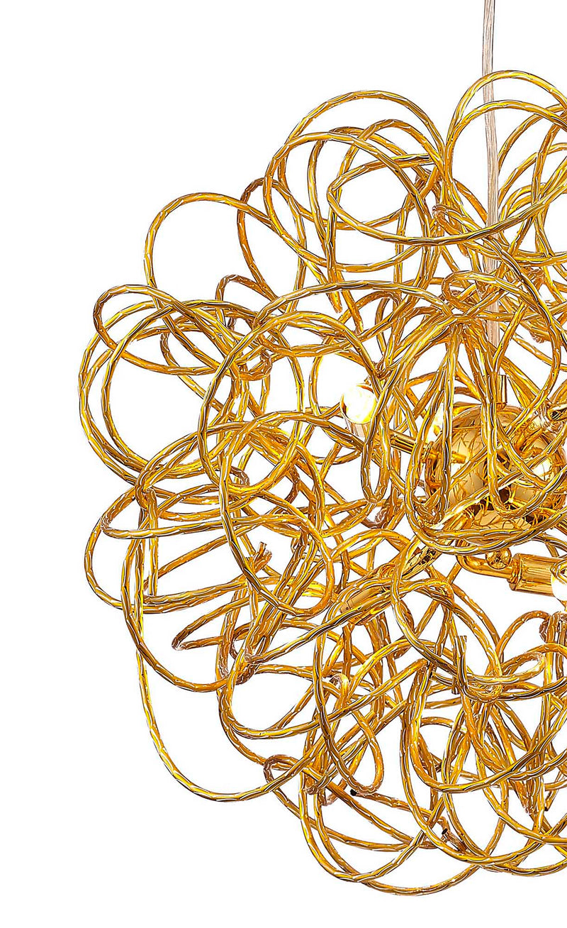 Deco Cassidy Pendant Round Interwinding Aluminium 6 Light G9 Gold • D0091